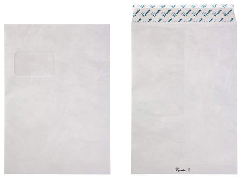 Tyvek Briefumschläge C4 54 g/m² Weiß Mit Fenster Abziehstreifen 229 x 324 mm 100 Stück