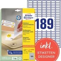 AVERY Zweckform L4731REV-25 Etiketten DIN A4 Weiß 25,4 x 10 mm 30 Blatt à 189 Etiketten