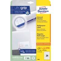 AVERY Zweckform ultragrip Laser Universaletiketten 3490 Selbsthaftend DIN A4 Weiß 70 x 36 mm 30 Blatt à 24 Etiketten