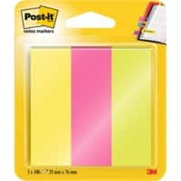 Post-it Haftmarker Rechteckig 2,5 x 7,6 cm Farbig sortiert 3 Stück à 100 Streifen