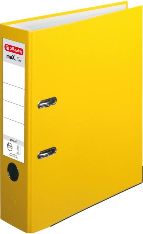 herlitz maX.file protect Ordner Breit DIN A4 80 mm Gelb 2 Ringe 5481304 Kunststoff Texturiert Hochformat