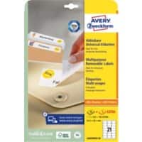 AVERY Zweckform L6023REV-25 Wiederablösbare Universal-Etiketten DIN A4 Weiß 63,5 x 38,1 mm 30 Blatt à 21 Etiketten