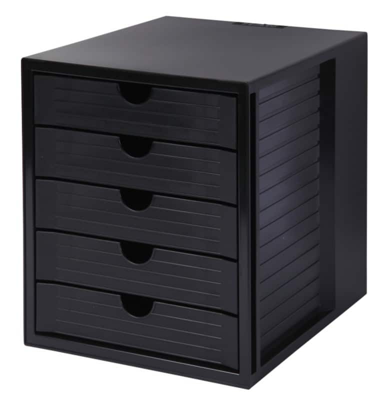 HAN Schubladenbox Kunststoff Schwarz 5 Schübe 27,5 x 33 x 32 cm DIN A4
