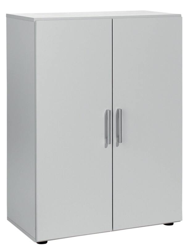 Geramoebel Speed Office Flügeltürenschrank ABS (Acrylnitril-Butadien-Styrol), Spanplatte 2 Fachböden 800 x 420 x 1.104 mm Hellgrau
