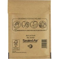 Mail Lite Luftpolster-Versandtaschen A/000 Gold Ohne Fenster 130 (B) x 170 (H) mm Abziehstreifen 79 g/m² 100 Stück