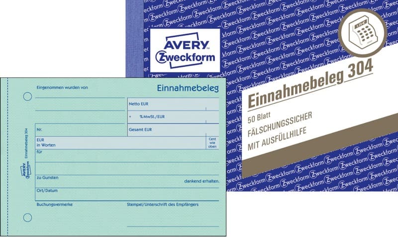 AVERY Zweckform Einnahmebelege 304 DIN A6 quer Perforiert N/A 50 Blatt
