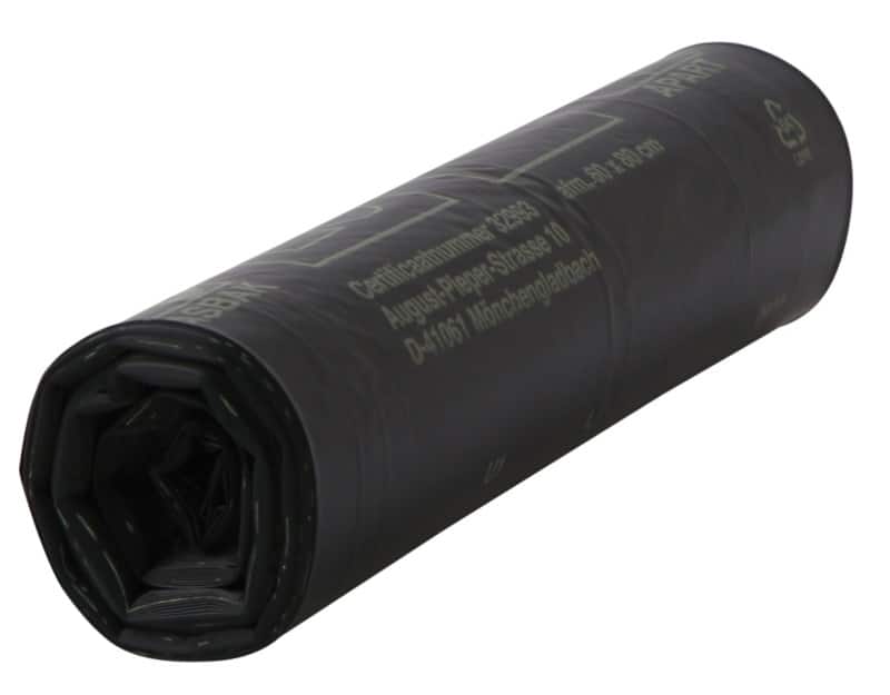 Komo Abfallsäcke 60 L  Fixierband Schwarz LDPE (Polyethylen niedriger Dichte) 55 Mikron 20 Stück
