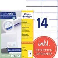 AVERY Zweckform ultragrip Universaletiketten 3653 Selbsthaftend DIN A4 Weiß 105 x 42,3 mm 100 Blatt à 14 Etiketten