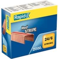 Rapid Strong Red Stripe 24/6 Heftklammern 11700245 Kupfer, Stahl Kupfer 2000 Heftklammern