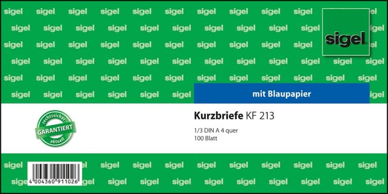 Sigel Kurzmitteilung KF213 1/3 DIN A4 100 Blatt