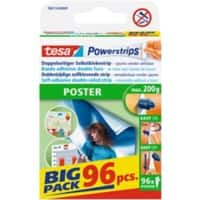 tesa Poster Strips Powerstrips Poster Transparent 20 mm (B) x 0,045 m (L) Gummi 96 Stück