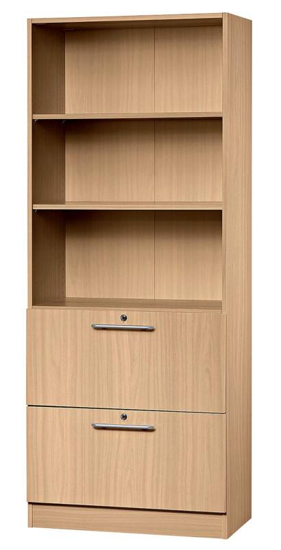 Hammerbacher Matrix Melaminharzbeschichtete Spanplatte Aktenschrank 2 Fachböden 800 x 420 x 2.004 mm Braun Buche