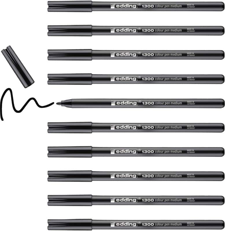 edding Filzstift  -   Mittel Schwarz 1300 10 Stück