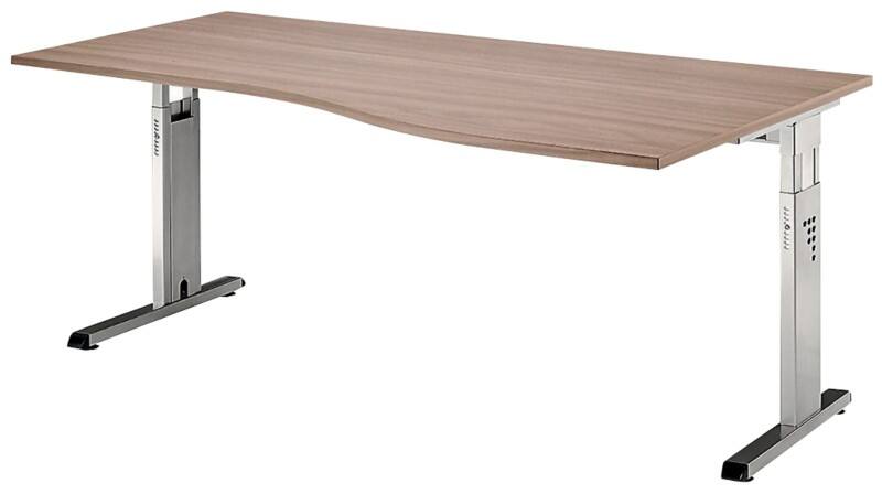 Hammerbacher Matrix VOS Höhenverstellbar Schreibtisch Nierenförmig Walnuss C-Fuß 1.800 (B) x 1.000 (T) x 850 (H) mm Spanplatte, Stahl