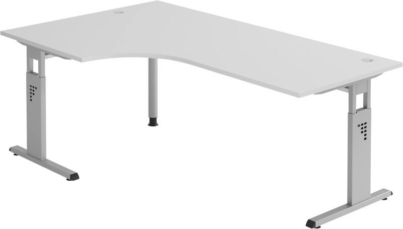 Hammerbacher Matrix VOS Höhenverstellbar Eckschreibtisch Freiform Grau C-Fuß 2.000 (B) x 1.200 (T) x 850 (H) mm Spanplatte, Stahl