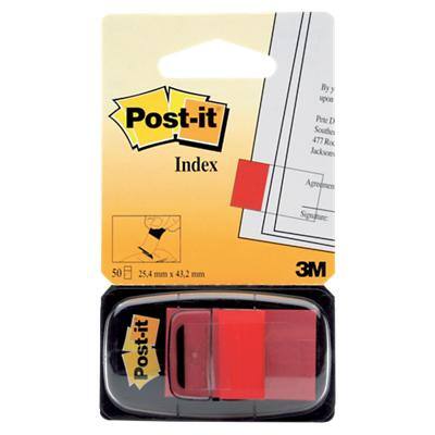 Post-it Index Index-Haftstreifen Rechteckig 2,54 x 4,32 cm Rot I680-1 50 Streifen