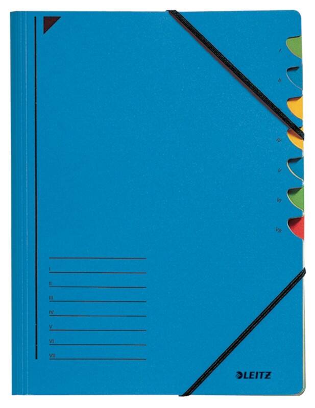 Leitz Ordnungsmappe 39070035 DIN A4 Blau Karton 7 Fächern 24,5 x 32 cm