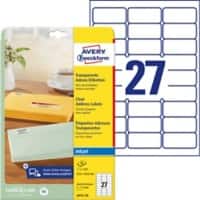 AVERY Zweckform Etikett J4721-25 Ja DIN A4 Transparent 63,5 x 29,6 mm 25 Blatt à 27 Etiketten