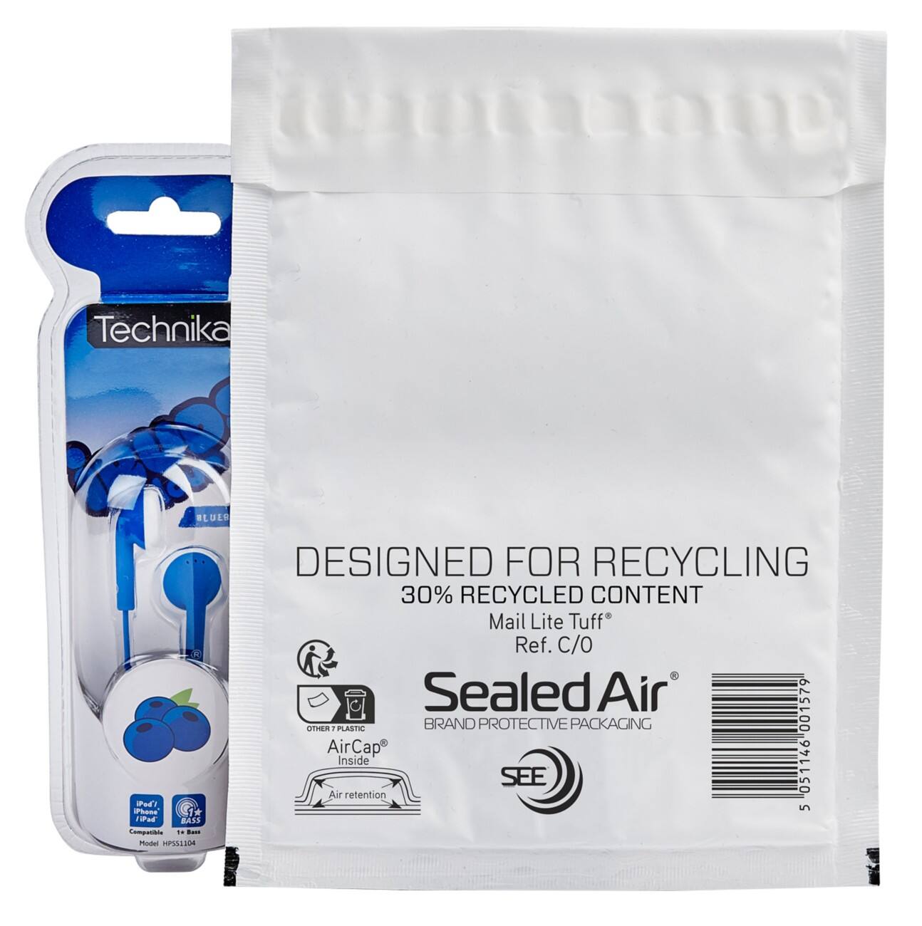 Mail Lite Tuff® Luftpolster-Versandtaschen C/0 150 (B) x 210 (H) mm Abziehstreifen Weiß 100 Stück