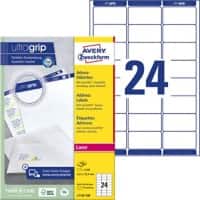 AVERY Zweckform UltraGrip Adressetiketten L7159-100 Ja DIN A4 Weiß 63,5 x 33,9 mm 100 Blatt à 24 Etiketten