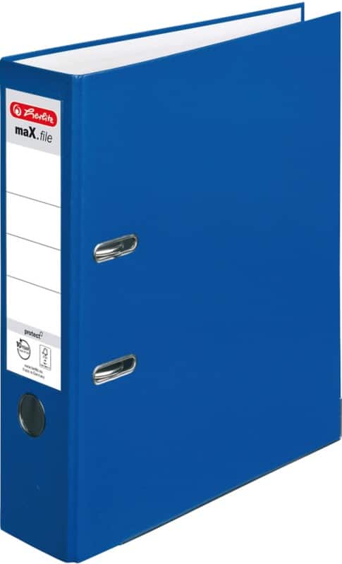 herlitz maX.file protect Ordner Breit DIN A4 80 mm Blau 2 Ringe 5480405 Kunststoff Texturiert Hochformat