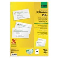 Sigel PC-Visitenkarten 3C 85 x 55 mm 250 g/m² Weiß 10 Blatt à 10 Stück