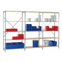 Manuflex Anbauregal 5 Fachböden Holz, Stahl 1.000 x 400 x 2.000 mm Braun, Silber