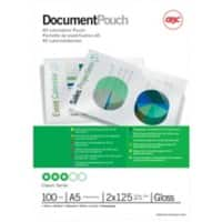 GBC Document Laminierfolien DIN A5 Glänzend 125 Mikron (2 x 125) Transparent 100 Stück