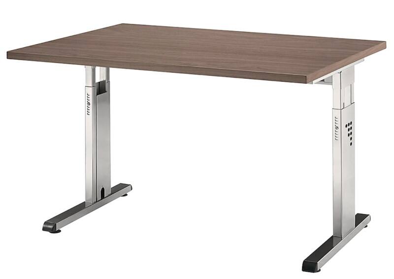 Hammerbacher Matrix VOS Höhenverstellbar Schreibtisch Rechteckig Walnuss C-Fuß 1.200 (B) x 800 (T) x 850 (H) mm Spanplatte, Stahl