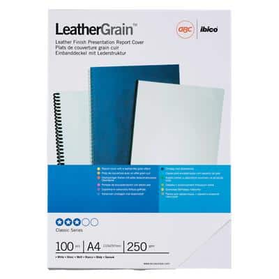 GBC Einbanddeckel A4 LeatherGrain 250 g/m² Weiß 100 Stück