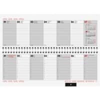 Glocken Schreibtisch-Kalender 2026 1 Woche auf 2 Seiten Querformat Grau Deutsch, Englisch, Französisch, Italienisch 29,7 x 10,5 cm
