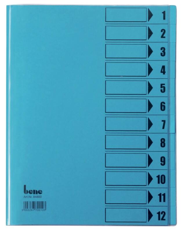 Bene Ordnungsmappe DIN A4 Blau Hartpappe (RC) 12-teilig 25,6 x 34 cm