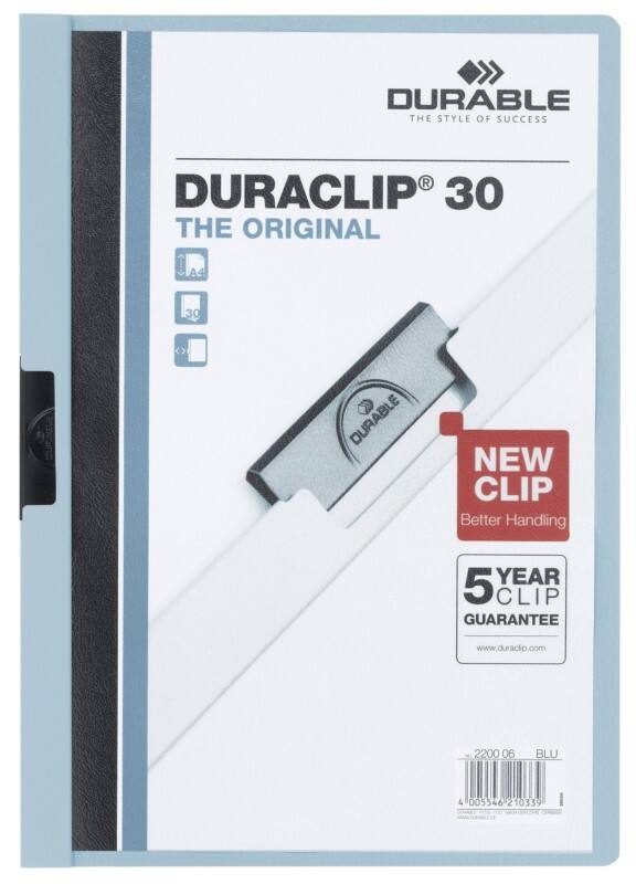 DURABLE Duraclip Klemmmappe 30 Blatt DIN A4 Hellblau