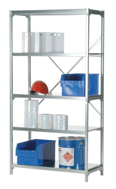 Manuflex Regalsystem 5 Fachböden Stahl 1.030 x 600 x 2.000 mm Silber