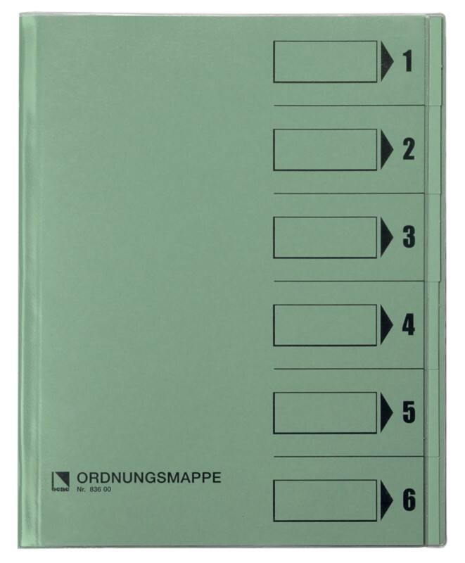 Bene Ordnungsmappe DIN A4 Grün Hartpappe (RC) 6-teilig 25,3 x 31 cm