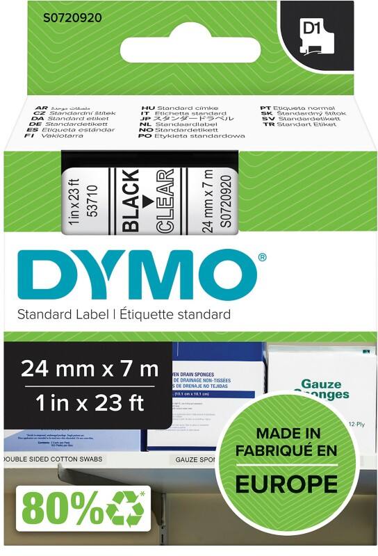 DYMO D1 S0720920 Schriftband 24 mm x 7 m Durchsichtig