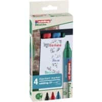 edding 31 Flipchart-Marker Mittel Rundspitze 1,5 - 3 mm Farbig sortiert Nachfüllbar Wasserbeständig 4 Stück