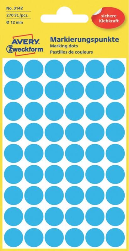 AVERY Zweckform Markierungspunkte 3142 Selbsthaftend Spezial Blau 5 Blatt à 54 Etiketten
