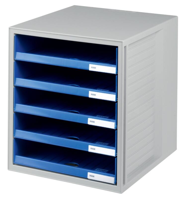 HAN Schubladen Kunststoff Blau, Hellgrau 5 Schübe 27,5 x 33 x 32 cm DIN A4