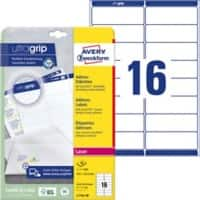 AVERY Zweckform Abziehhilfe QuickPEEL,ultragrip Adressetiketten L7162-40 Selbsthaftend DIN A4 Weiß 99,1 x 33,9 mm 16 Blatt à 40 Etiketten