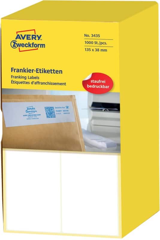 AVERY Zweckform 3435 Frankieretiketten Weiß 135 x 38 mm 500 Blatt à 2 Etiketten