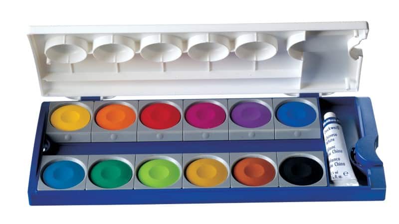 Pelikan Deckfarbkasten K12  Schul-Standard Farbig sortiert