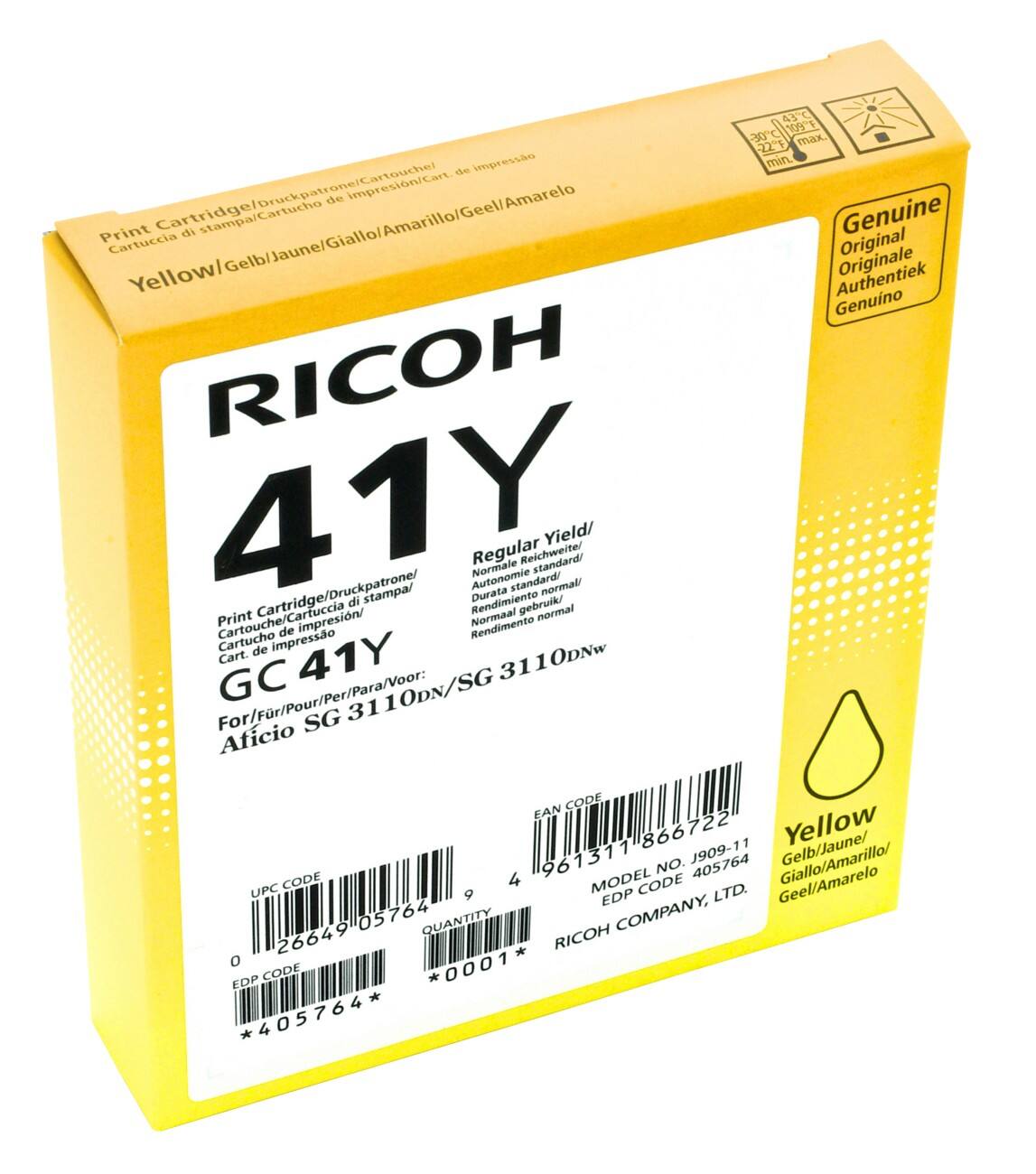 Ricoh GC-41YH Original Tintenpatrone 405764 Gelb