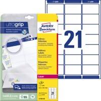 AVERY Zweckform Abziehhilfe QuickPEEL,ultragrip Adressetiketten L7160-40 Selbsthaftend DIN A4 Weiß 63,5 x 38,1 mm 40 Blatt à 21 Etiketten