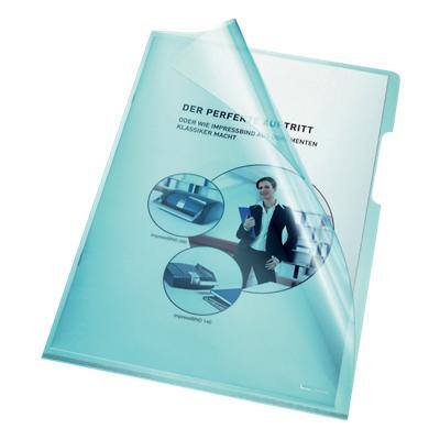 Bene Premium Sichthüllen 205000 DIN A4 Glasklar Blau PVC 150 Mikron 100 Stück