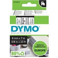 Dymo D1 S0720670 / 40910 Authentic Schriftband Selbstklebend Schwarzer Druck auf Transparent 9 mm x 7m