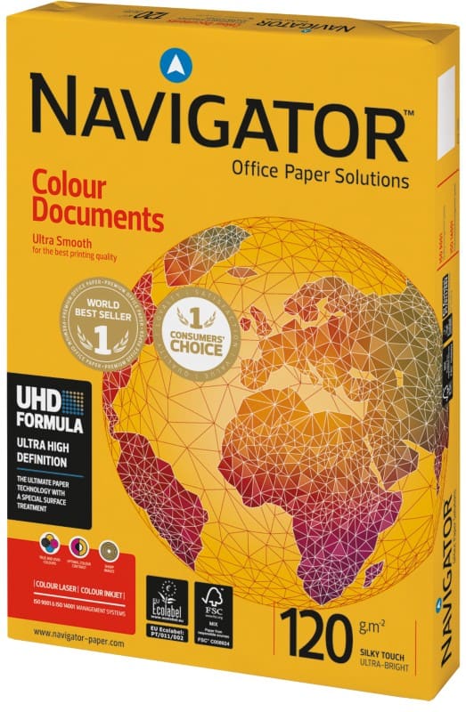 Navigator Colour Documents DIN A4 Druckerpapier 120 g/m² Glatt Weiß 250 Blatt