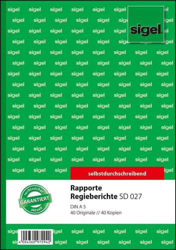 Sigel Rapport/Regiebericht SD027 DIN A5