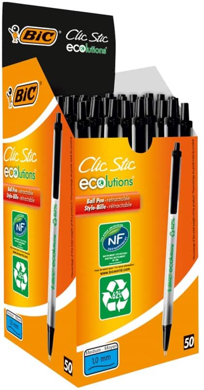 BIC Kugelschreiber Ecolution Clic Stic 0.4 mm Schwarz 50 Stück