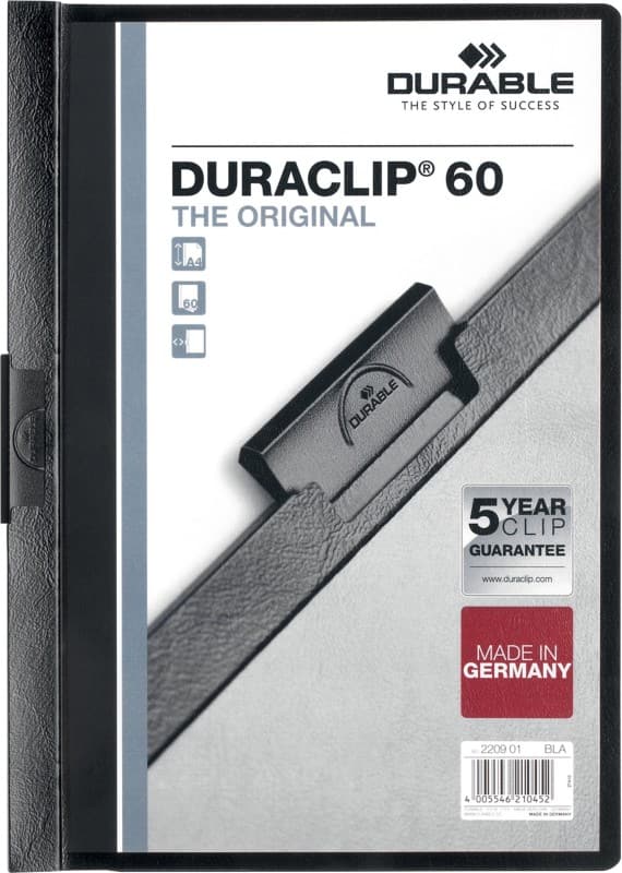 DURABLE Duraclip Klemmmappe 60 Blatt DIN A4 Schwarz
